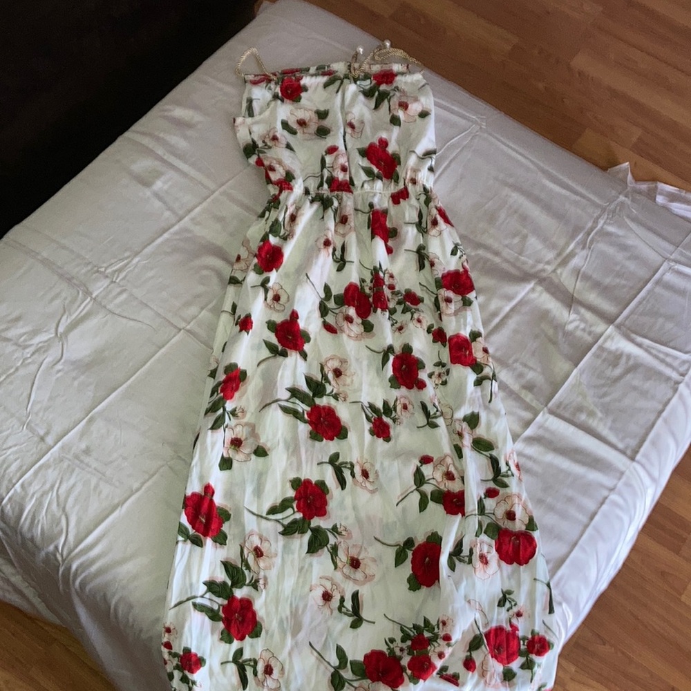 SHEIN Floral Maxi Dress - Red and White